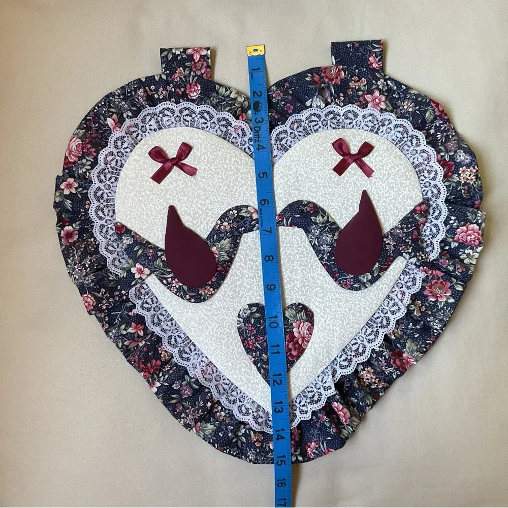 Hand Crafted Heart Wall Decor with Floral and Lace Accents